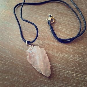 Rose quartz crystal arrowhead necklace